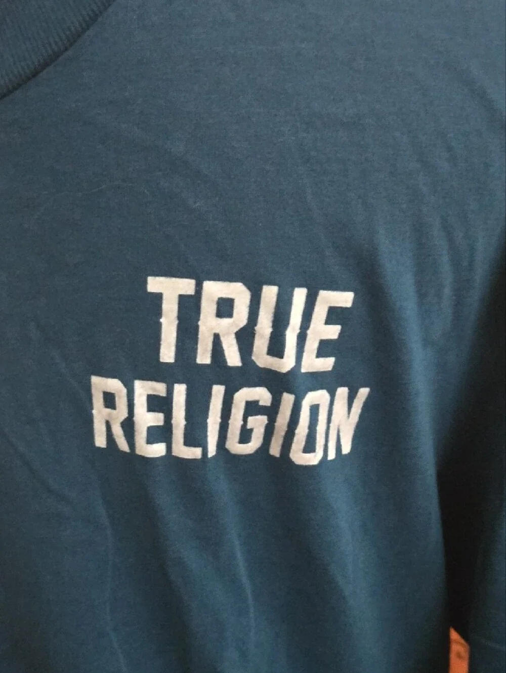 True Religion Blue T-Shirt with White Logo